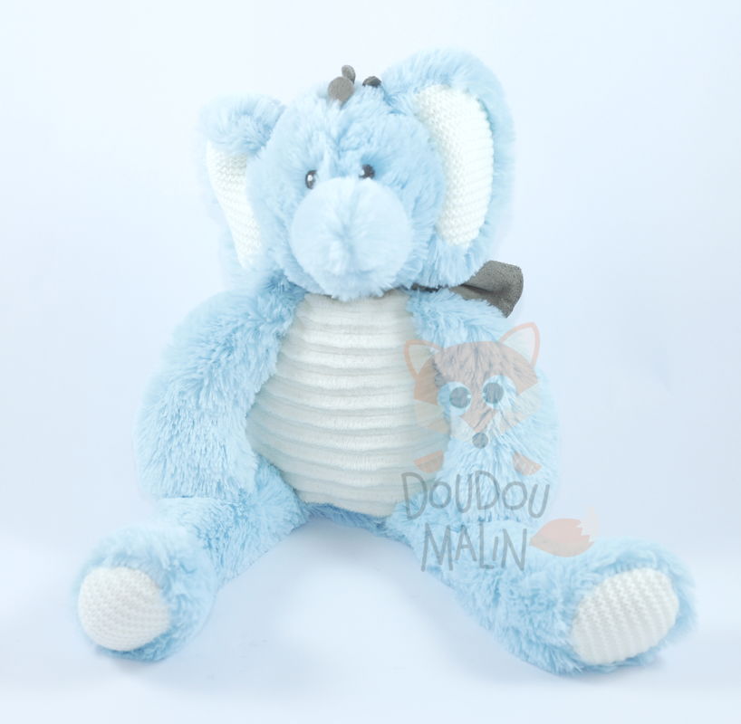  peluche éléphant bleu blanc 